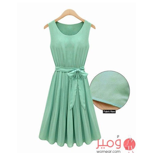 فستان شيفون بلا أكمام تصميم جميل