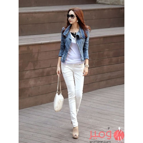 جاكيت دنيم أكمام طويلة 