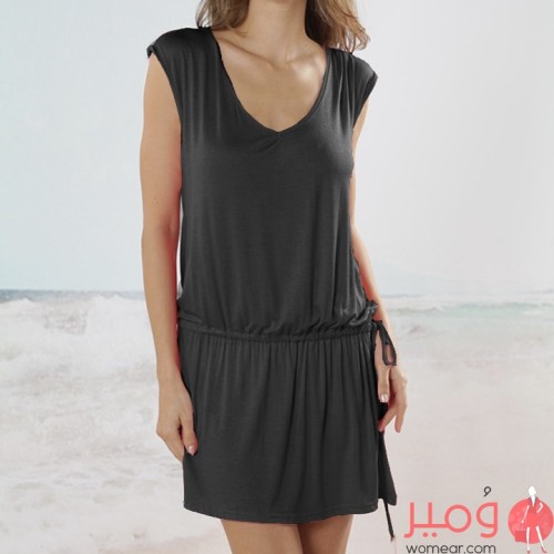 فستان خريفي قصير بلا أكمام 