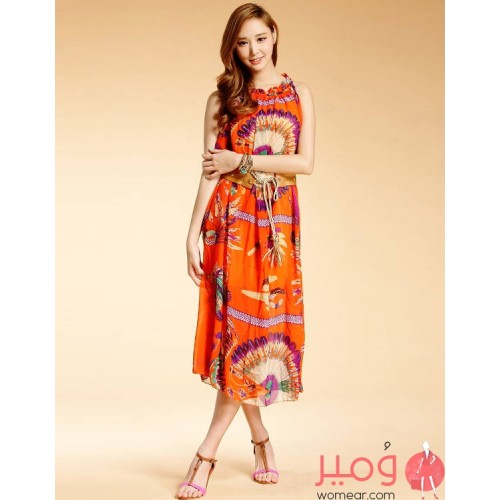 فستان ألوان رائعة بحزام