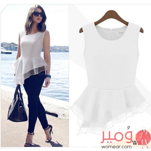 بلوزة حفلات أنيقة ومثيرة أكمام عارية ورقبة دائرية 