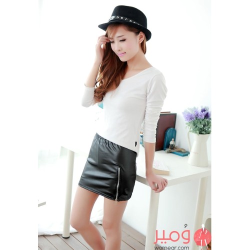 تنورة قصيرة خصر عالي 