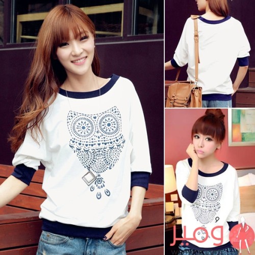 قميص نصف كم برقبة دائرية 