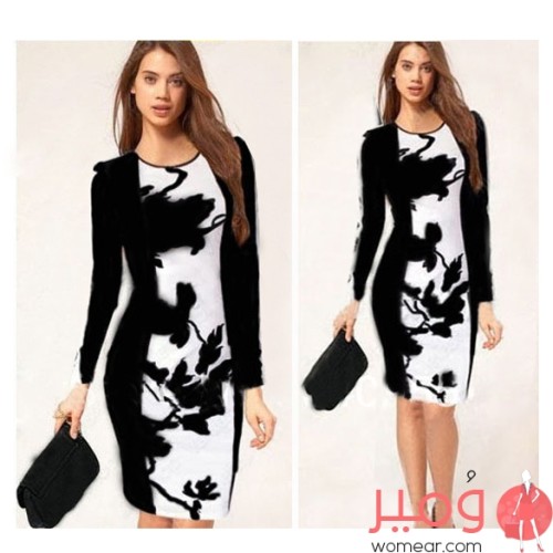 فستان حفلات مزين بطباعة الزهور