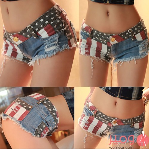 شورت قصير من الدنيم مزين