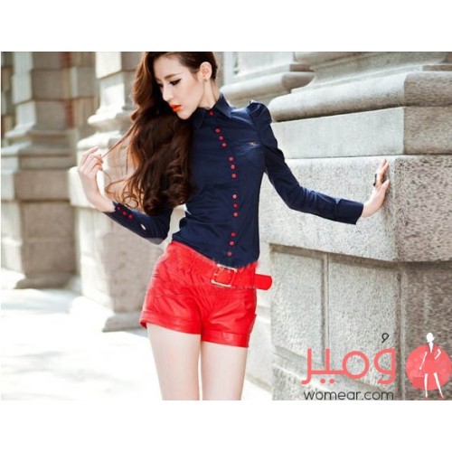 بلوزة بأزرار كم طويل