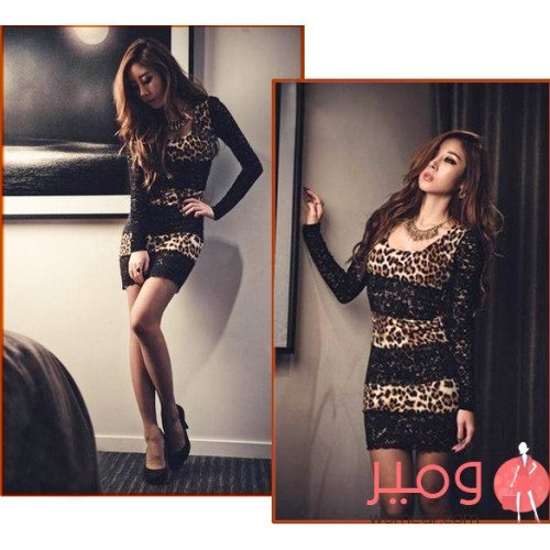 فستان صيفى قصير انيق قصه ضيقه (بديكون) ذا اكمام طويله 