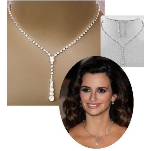 طقم مجوهرات من حجر الراين والكريستال