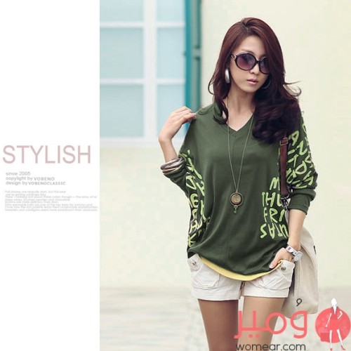 بلوزة  أكمام قصيرة تصميم جميل