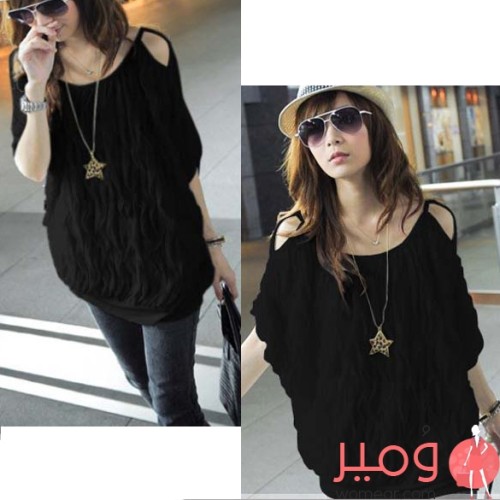 تيشيرت طويل عاري الأكتاف 