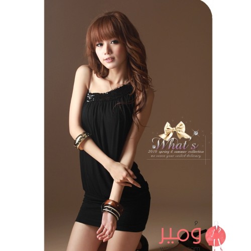 فستان صيفى قصير انيق ومثير قصه ضيقه ذا اكمام واكتاف عاريه 