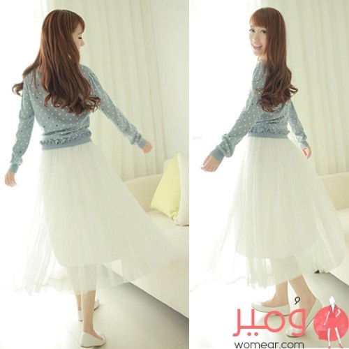 تنورة قصيرة (شيفون) واسعة 