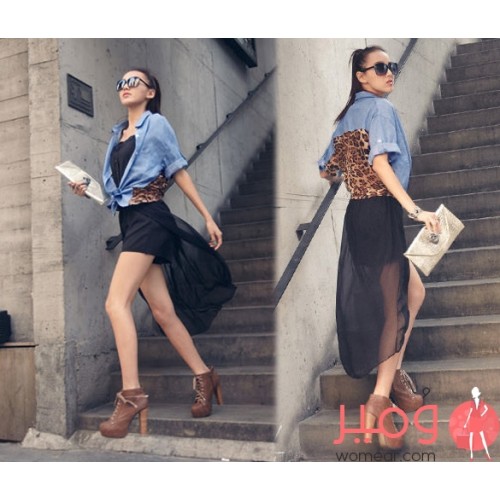 بلوزة شيفون بتصميم جلد الفهد 