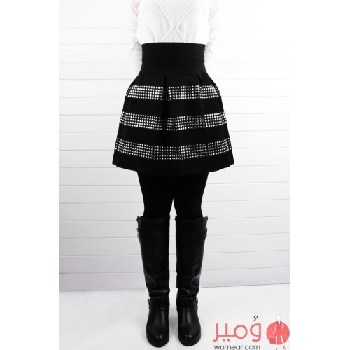 تنورة قصيرة خصر عالي مطاطي