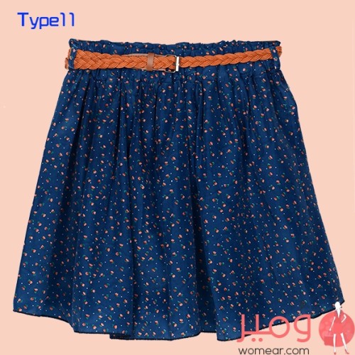 تنورة قصيرة بحزام من الشيفون