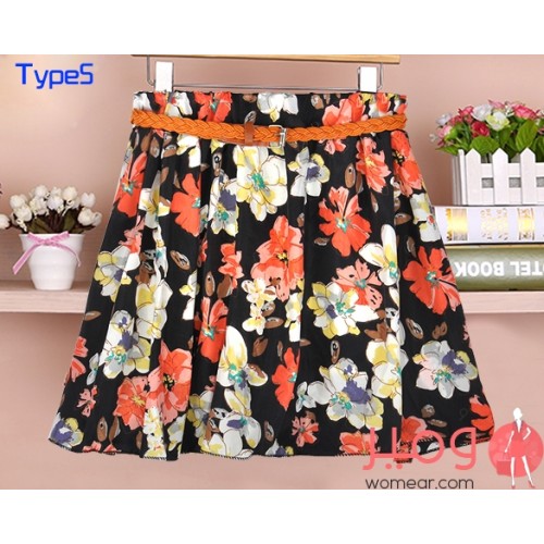 تنورة مزينة بالزهور من الشيفون