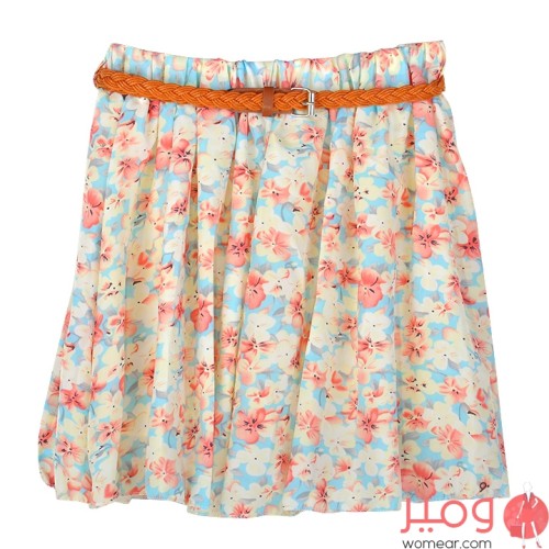 تنورة قصيرة شيفون بحزام جميلة