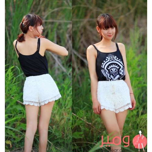 تيشرت صيفى أنيق أكمام عارية ورقبة دائرية 