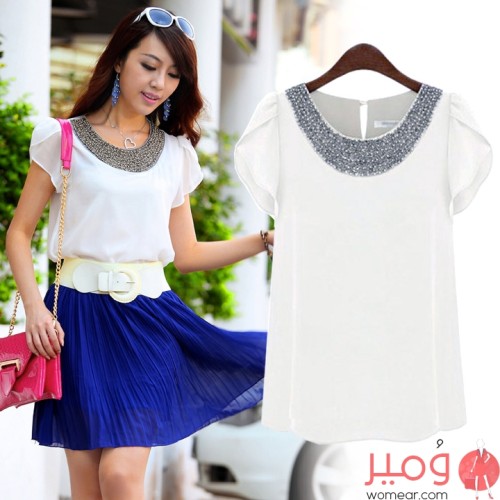 بلوزة شيفون تصميم عصري