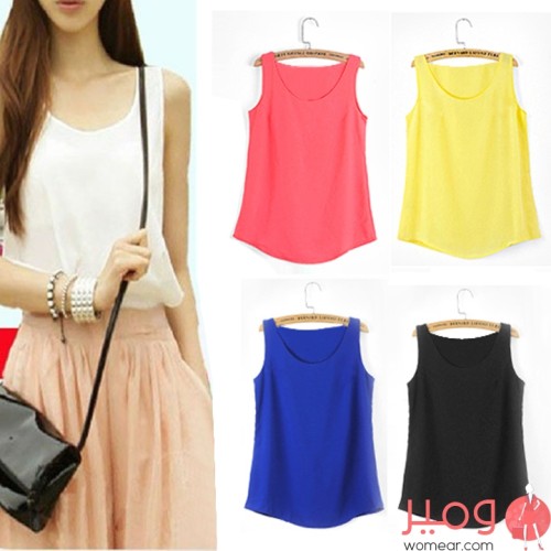 بلوزة رقيقة بلا أكمام