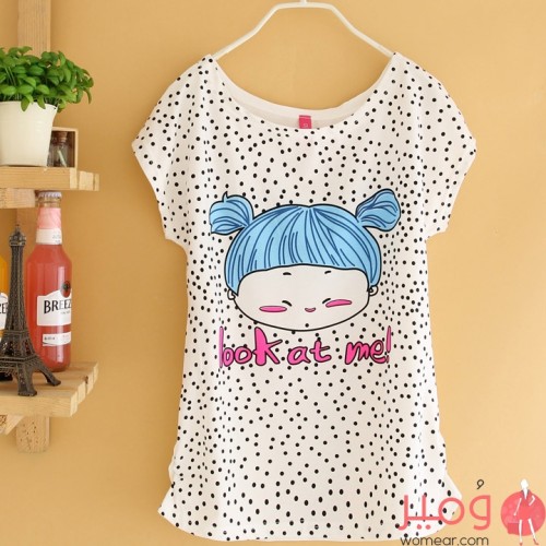 تيشرت صيفى جذاب ذات اكمام قصيره يجعلكى اكثر اناقه وجذابيه 