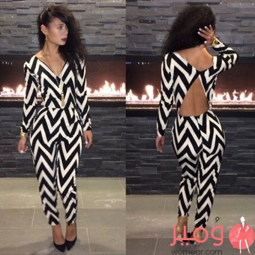 أفرول مخطط  أكمام طويلة 