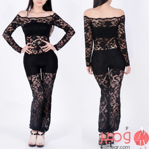 أفرول طويل مصنوع من الدانتيل