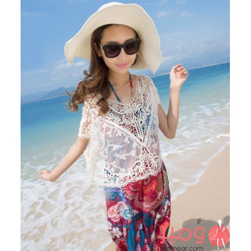 بلوزة أنيقة ومثيرة أكمام قصيرة  مع قبعة