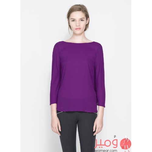 بلوزة شيفون مثيرة بقصة مثلثة من الخلف