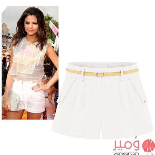 بنطال قصير يأتي مع حزام رفيع قابل للتعديل ،