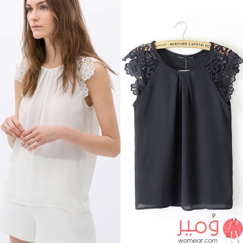 بلوزة صيفية أنيقة وجذابة أكمام عارية ورقبة دائرية تمنحكى مظهر أكثر جذابية 