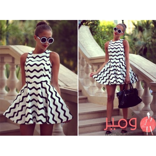 فستان  قصيرعاري الأكمام للمرأة الأنيقة