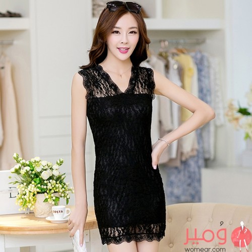 فستان  قصير عاري الأكمام غاية في الشياكة ومناسب للحفلات  