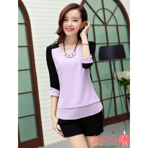 تيشرت صيفى أنيق أكمام قصيرة رقبة دائرية يمنحكى مظهر أكثر جذابية 