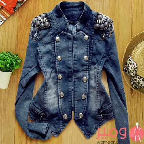 جاكيت دنيم أنيق أكمام طويلة 