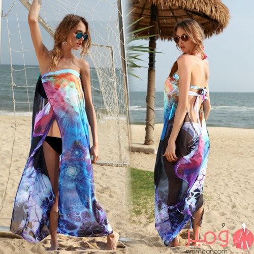 فستان أنيق وجميل  أكمام عارية  برباط 