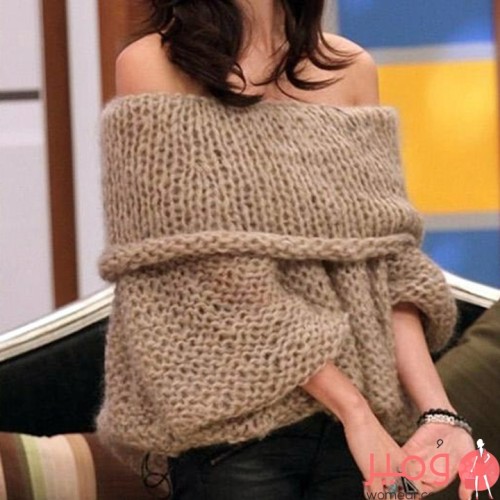 بلوفر أنيق وجذاب أكمام طويلة عارى الأكتاف يجعلكى أكثر أناقة 