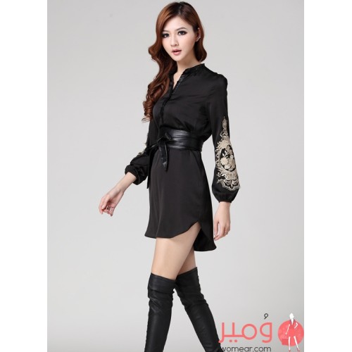 بلوزة طويلة مطرزة مقاس كبير