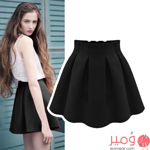 تنورة قصيرة واسعة خصر عالي تمنحكى مظهر أكثر أناقة