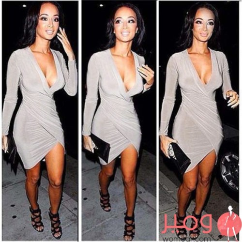 فستان  قصيرأنيق وجذاب أكمام طويلة