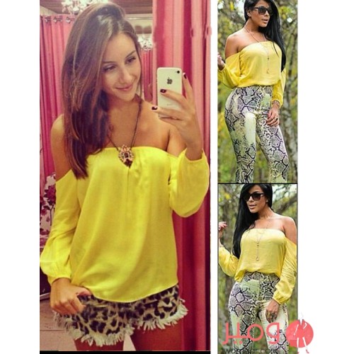 تيشرت صيفى أنيق أكتاف عارية وأكمام طويلة يزيد من جمالك 