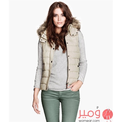 جاكيت بلا أكمام مزين بالفرو