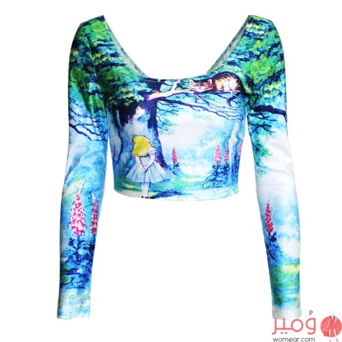 بلوزة قصيرة كم طويل تصميم جميل