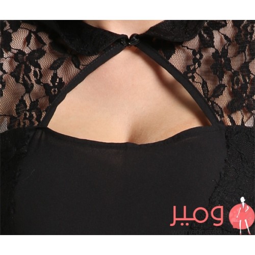 فستان  قصير أنيق أكمام طويلة مزود بفتحات من الأمام والخلف يزيد من جمالك 