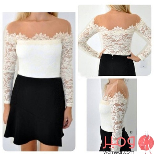 تيشرت صيفى أنيق ومثير أكمام طويلة وأكتاف عارية يزيد من أناقتك 