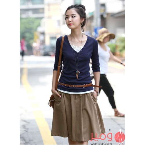 تنورة واسعة قصيرة (بكسرات) وجيوب تجعلكى أكثر أناقة