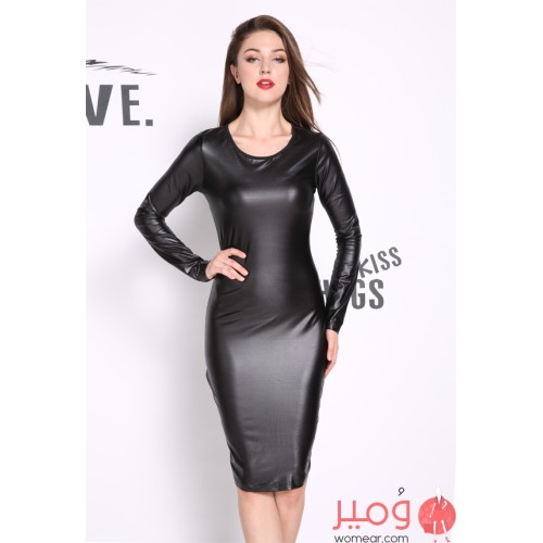 فستان صيفي قصير أنيق أكمام طويلة ورقبة دائرية  