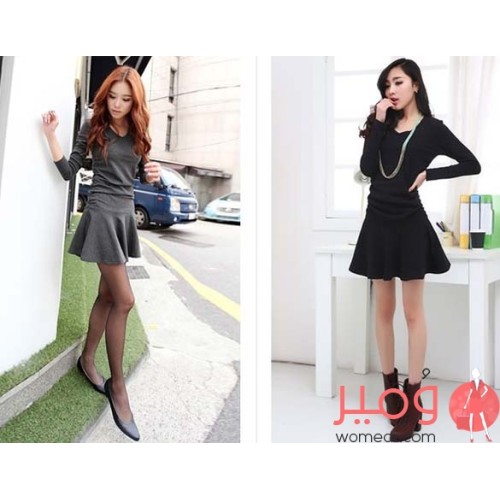 فستان قصير أكمام طويلة جميل