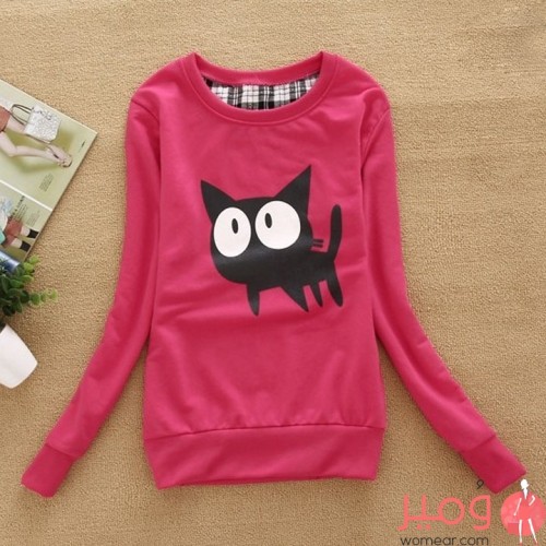 جاكيت خريفي بطباعة قطة