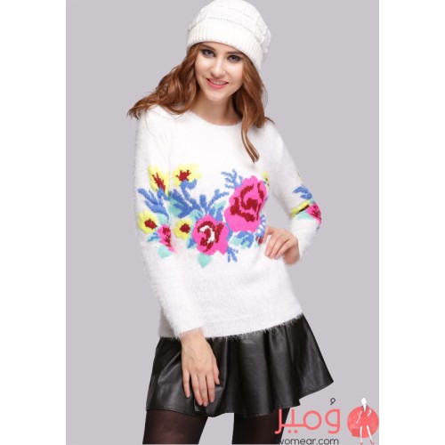 بلوفر رقبة دائرية كم طويل